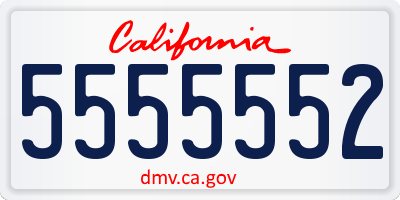 CA license plate 5555552