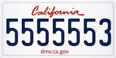 CA license plate 5555553