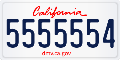 CA license plate 5555554