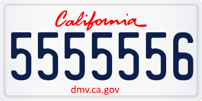 CA license plate 5555556