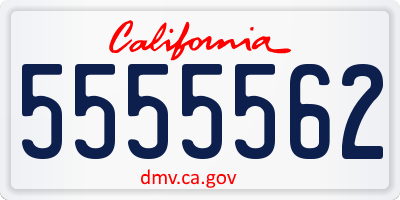 CA license plate 5555562