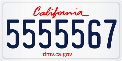 CA license plate 5555567