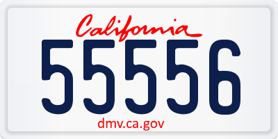 CA license plate 55556