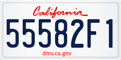 CA license plate 55582F1