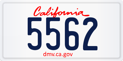 CA license plate 5562