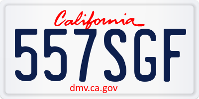 CA license plate 557SGF