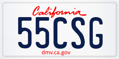 CA license plate 55CSG