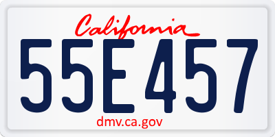 CA license plate 55E457