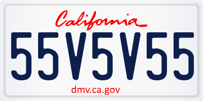 CA license plate 55V5V55