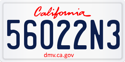 CA license plate 56022N3