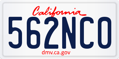 CA license plate 562NC0