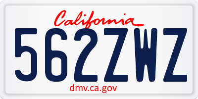 CA license plate 562ZWZ