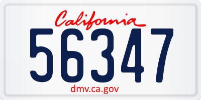 CA license plate 56347