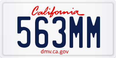 CA license plate 563MM