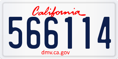 CA license plate 566114