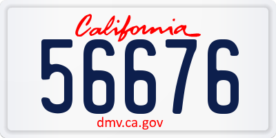 CA license plate 56676