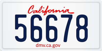 CA license plate 56678