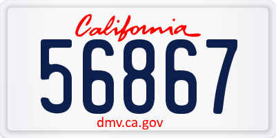 CA license plate 56867