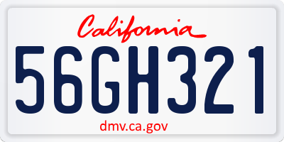 CA license plate 56GH321