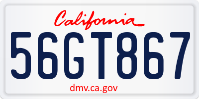 CA license plate 56GT867