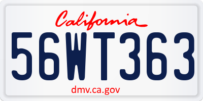 CA license plate 56WT363