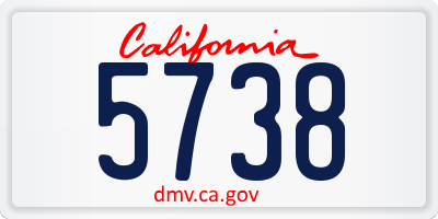 CA license plate 5738