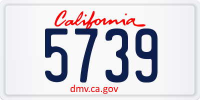 CA license plate 5739