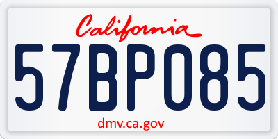 CA license plate 57BP085