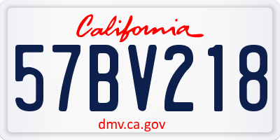 CA license plate 57BV218