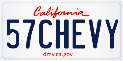 CA license plate 57CHEVY