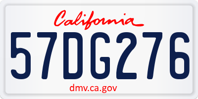 CA license plate 57DG276