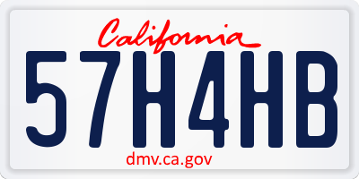 CA license plate 57H4HB