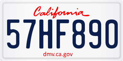 CA license plate 57HF890