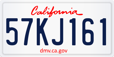 CA license plate 57KJ161