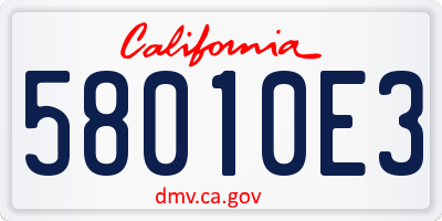 CA license plate 58010E3