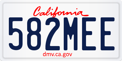 CA license plate 582MEE