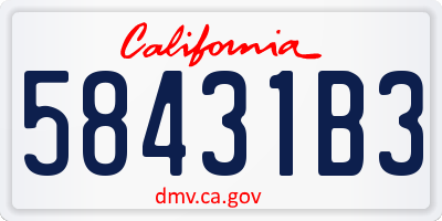 CA license plate 58431B3