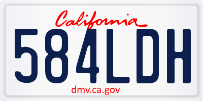 CA license plate 584LDH