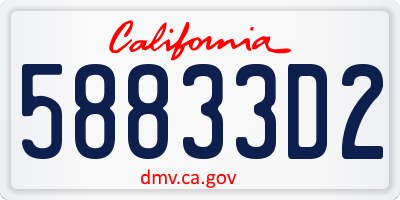 CA license plate 58833D2