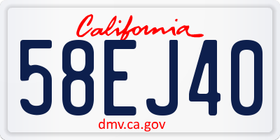 CA license plate 58EJ40