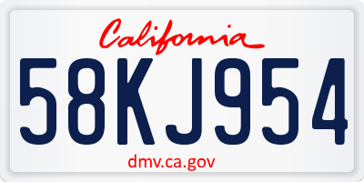 CA license plate 58KJ954