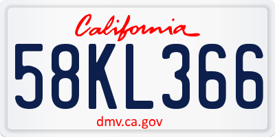 CA license plate 58KL366