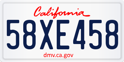 CA license plate 58XE458