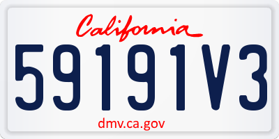 CA license plate 59191V3