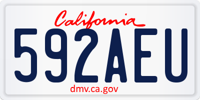 CA license plate 592AEU