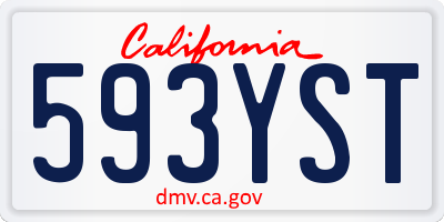 CA license plate 593YST