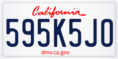 CA license plate 595K5JO