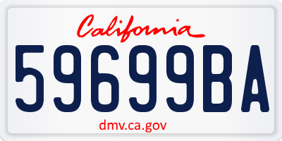 CA license plate 59699BA