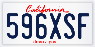 CA license plate 596XSF