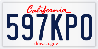 CA license plate 597KPO